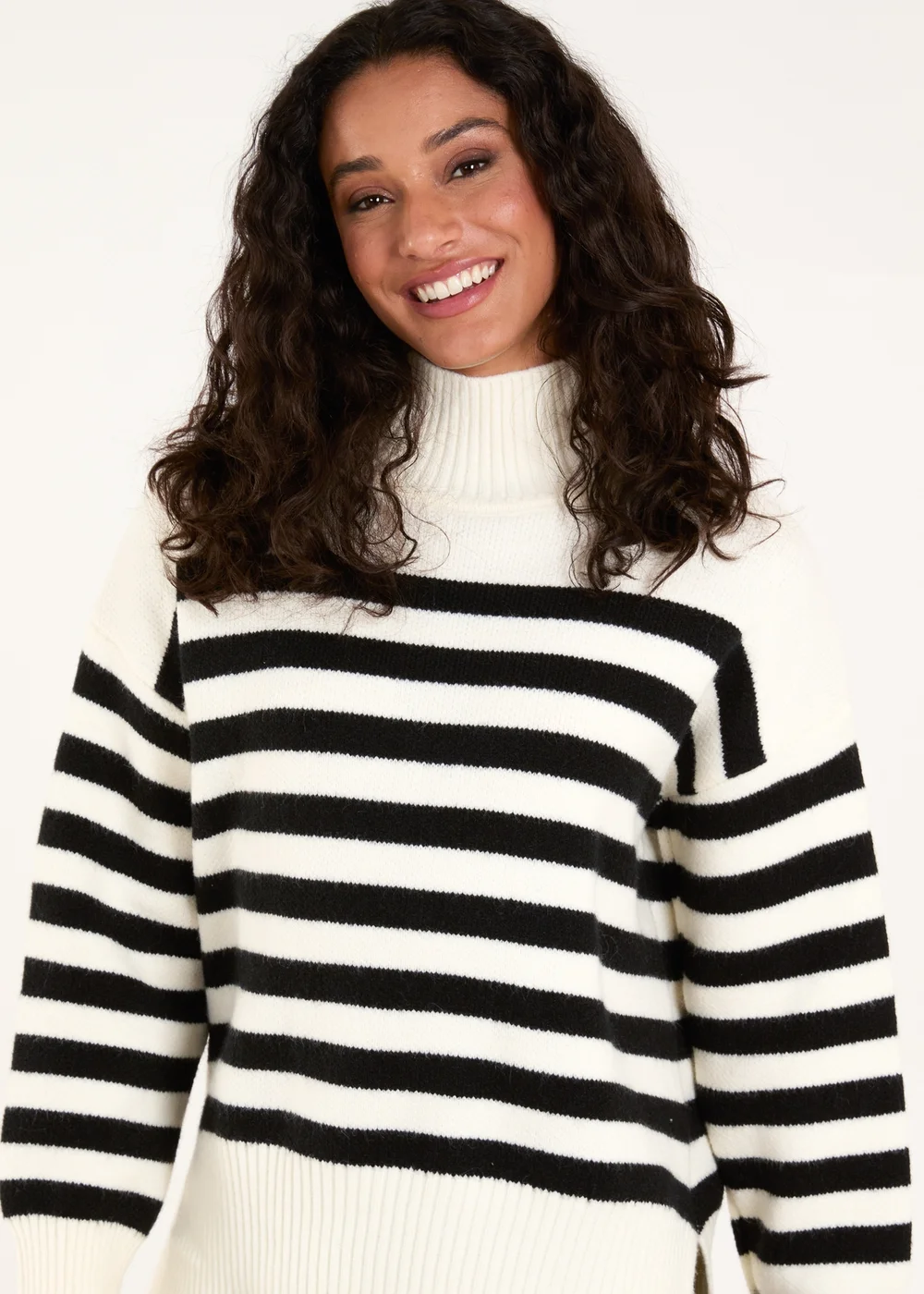 Blue Vanilla Ivory High Neck Striped Jumper - M/L Image 3