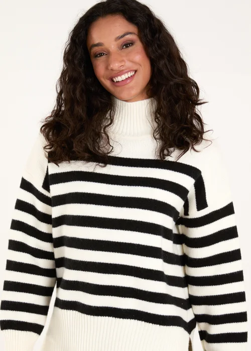 Blue Vanilla Ivory High Neck Striped Jumper - M/L Image 3