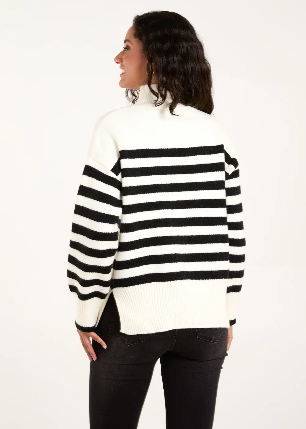 Blue Vanilla Ivory High Neck Striped Jumper - M/L Image 2
