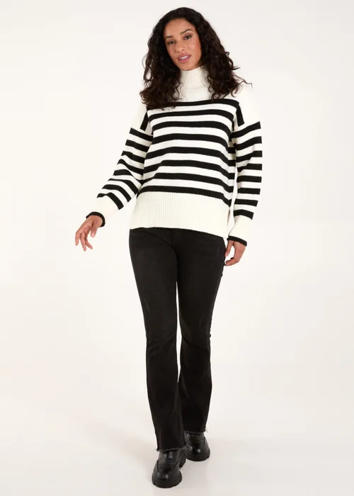 Blue Vanilla Ivory High Neck Striped Jumper - M/L Image 4