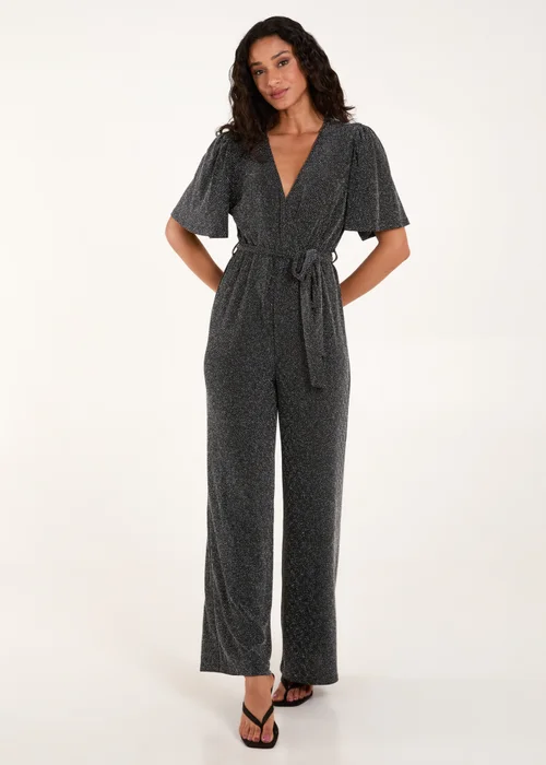 Blue Vanilla Silver Metallic Angel Sleeve Jumpsuit - Small Image 2