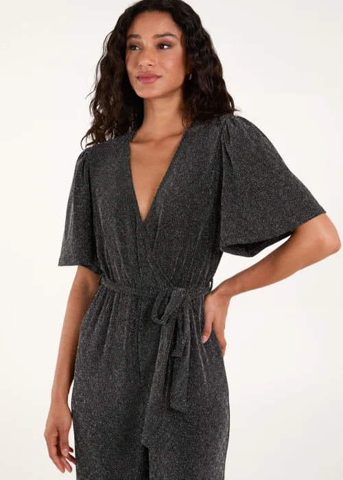 Blue Vanilla Silver Metallic Angel Sleeve Jumpsuit - Small Image 4