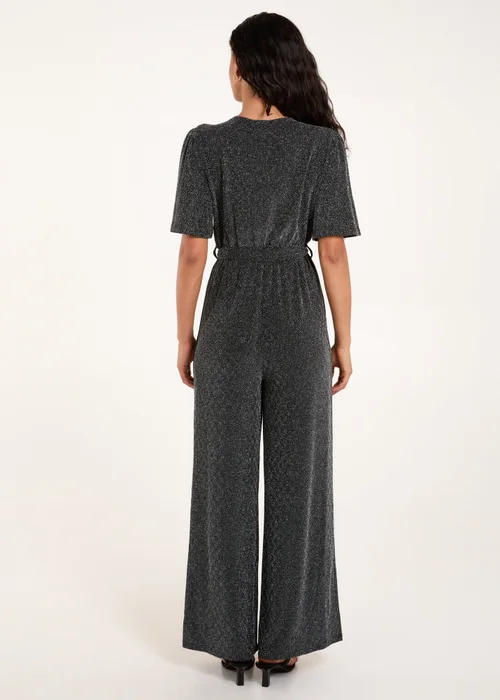 Blue Vanilla Silver Metallic Angel Sleeve Jumpsuit - Small Image 3