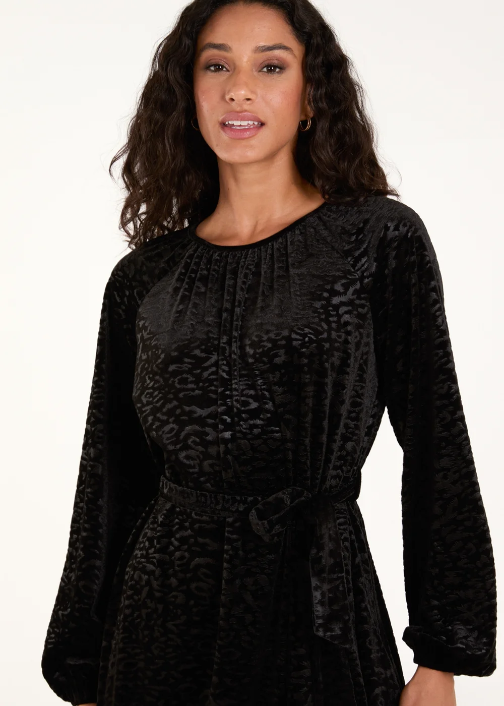 Blue Vanilla Black Velvet Belted Swing Dress - S Image 3