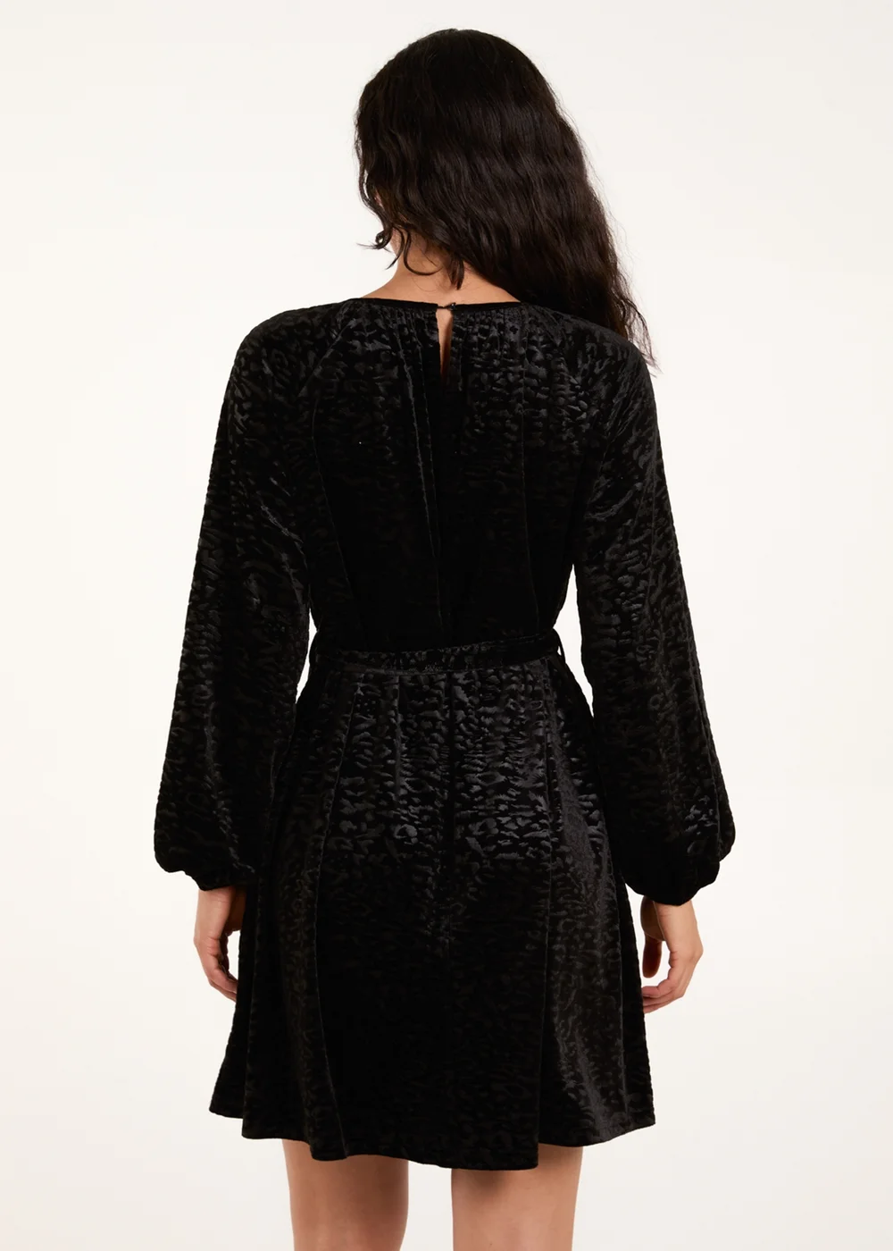 Blue Vanilla Black Velvet Belted Swing Dress - S Image 2