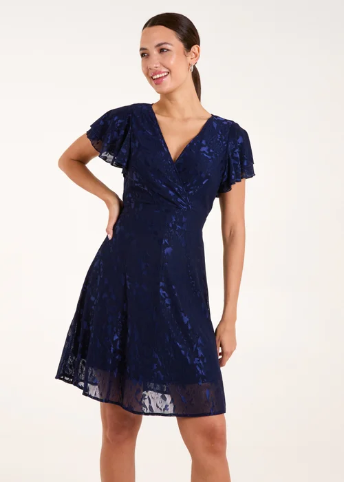 Blue Vanilla Navy Mesh Angel Sleeve Dress - 8 Image 1
