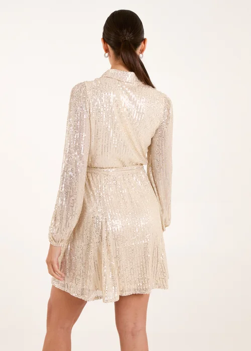 Blue Vanilla Champagne Sequin Shirt Dress - 8 Image 4