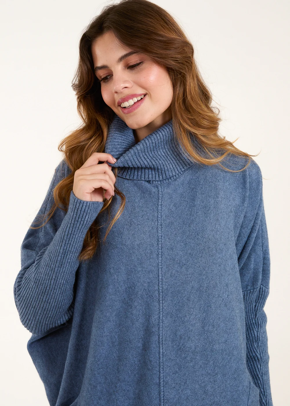 Blue Vanilla Blue Roll Neck Pocket Jumper - One Size Image 3