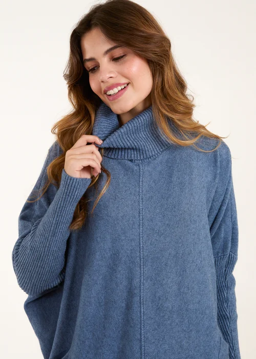 Blue Vanilla Blue Roll Neck Pocket Jumper - One Size Image 3