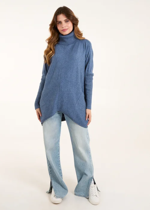 Blue Vanilla Blue Roll Neck Pocket Jumper - One Size Image 4