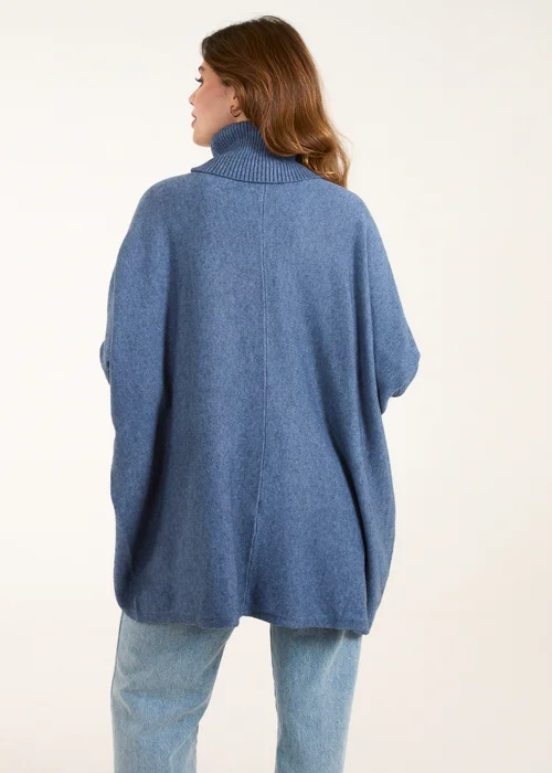 Blue Vanilla Blue Roll Neck Pocket Jumper - One Size Image 2