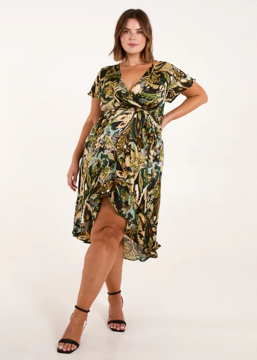Blue Vanilla Black Curve Angel Sleeve Wrap Midi Dress - 18-20 Image 1