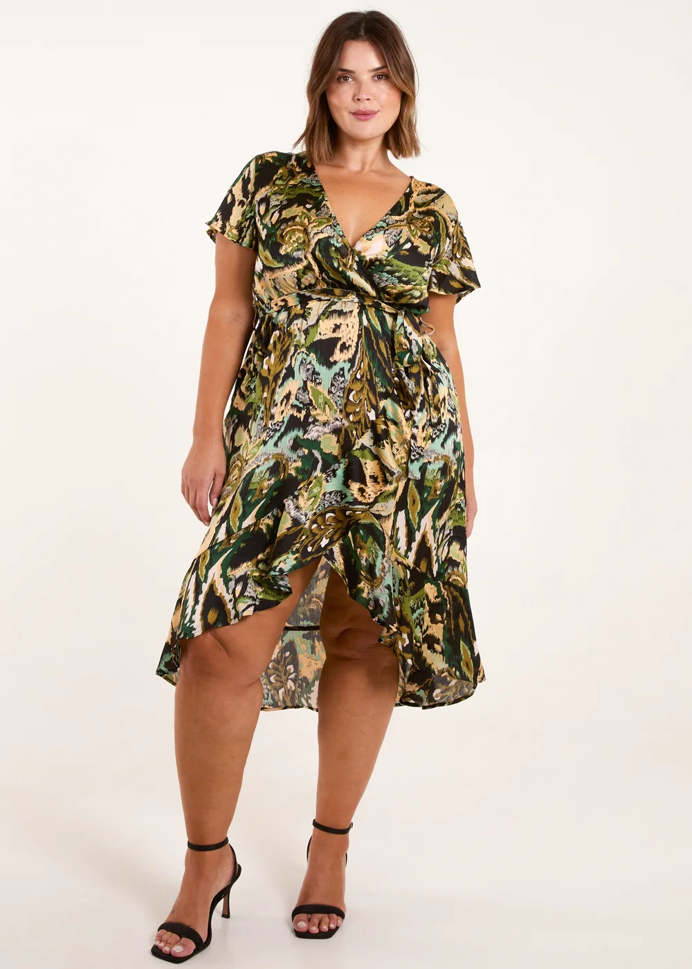 Blue Vanilla Black Curve Angel Sleeve Wrap Midi Dress - 18-20 Image 4
