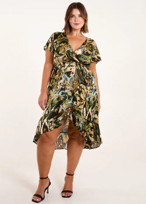Blue Vanilla Black Curve Angel Sleeve Wrap Midi Dress - 18-20 Image 4