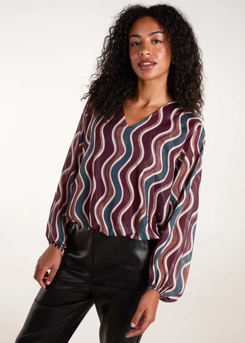 Blue Vanilla Red V Neck Bubble Top - S/M Image 1
