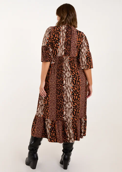 Blue Vanilla Brown Curve Patchwork Animal Midi Dress - 18-20 Image 2