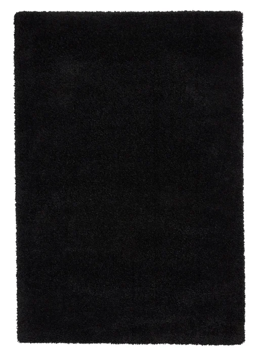 Think Rugs Sierra Black Plain Shaggy Rectangle Rug - 80 x 150 Image 2