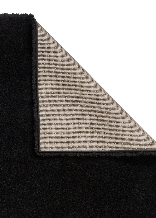Think Rugs Sierra Black Plain Shaggy Rectangle Rug - 80 x 150 Image 4