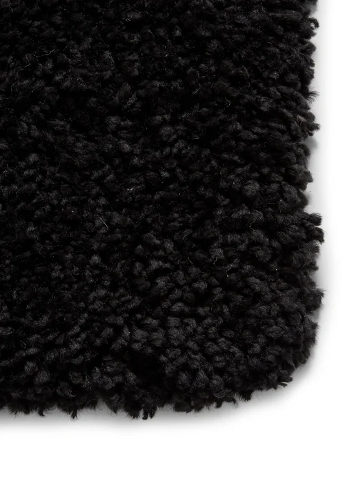 Think Rugs Sierra Black Plain Shaggy Rectangle Rug - 80 x 150 Image 5