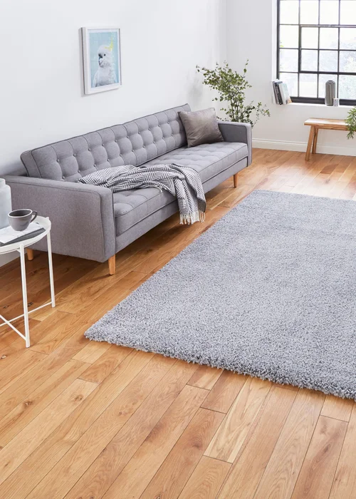Think Rugs Sierra Grey Plain Shaggy Rectangle Rug - 80 x 150 Image 1