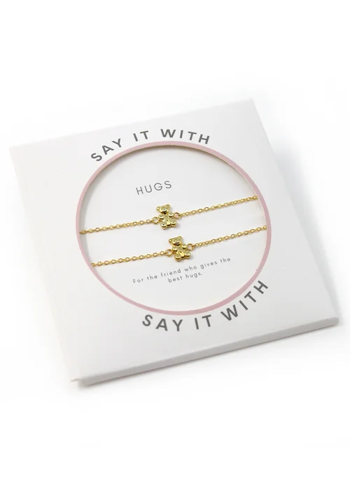 Say It With Yellow Gold Children's Bear Friendship Bracelets - One Size Adjustable Image 1
