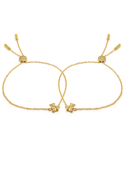 Say It With Yellow Gold Children's Bear Friendship Bracelets - One Size Adjustable Image 2
