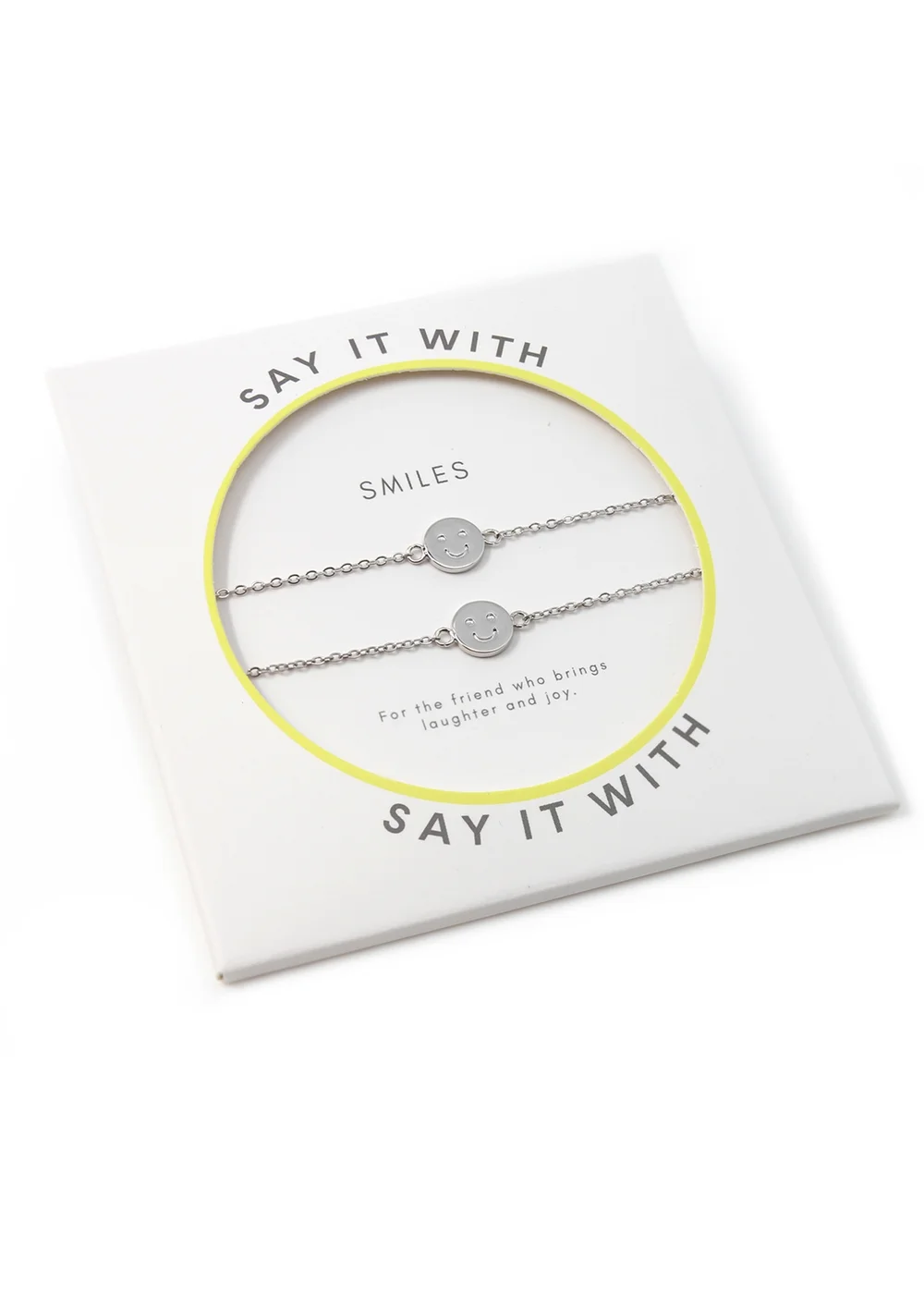 Say It With Silver Children's Smiley Friendship Bracelets - One Size Adjustable Image 1