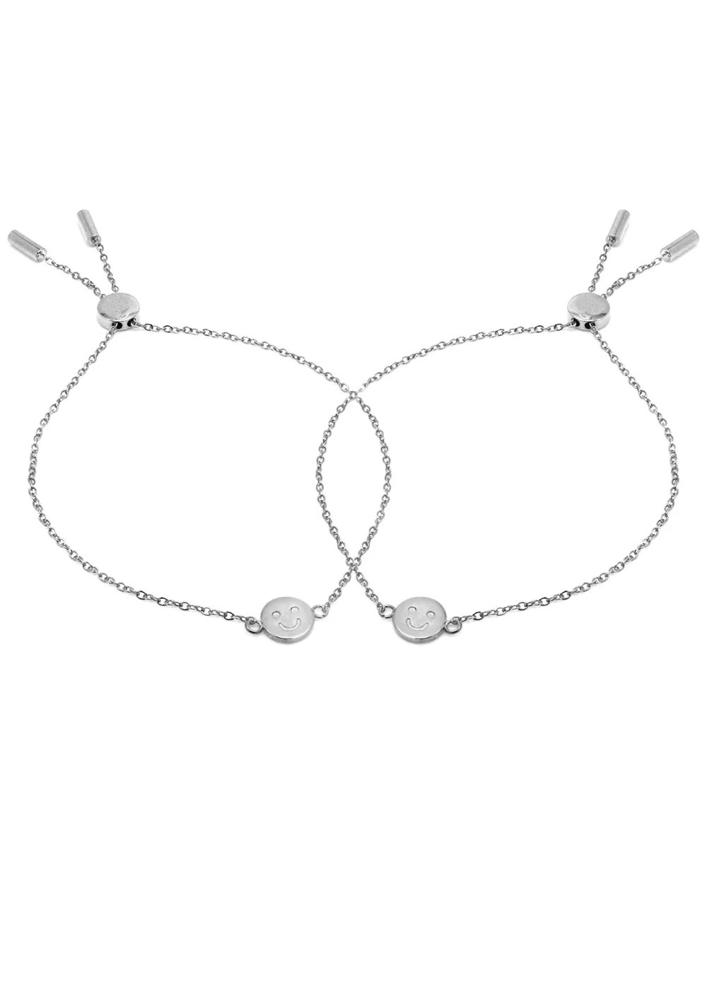 Say It With Silver Children's Smiley Friendship Bracelets - One Size Adjustable Image 2