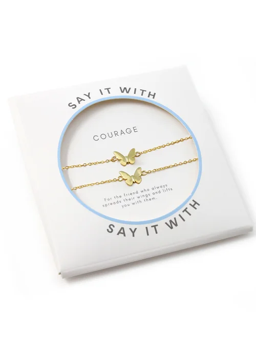 Say It With Yellow Gold Children's Butterfly Friendship Bracelets - One Size Adjustable Image 1