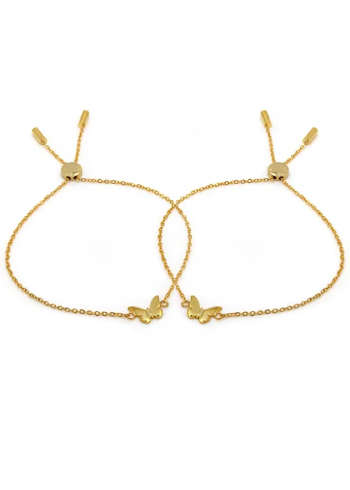 Say It With Yellow Gold Children's Butterfly Friendship Bracelets - One Size Adjustable Image 2