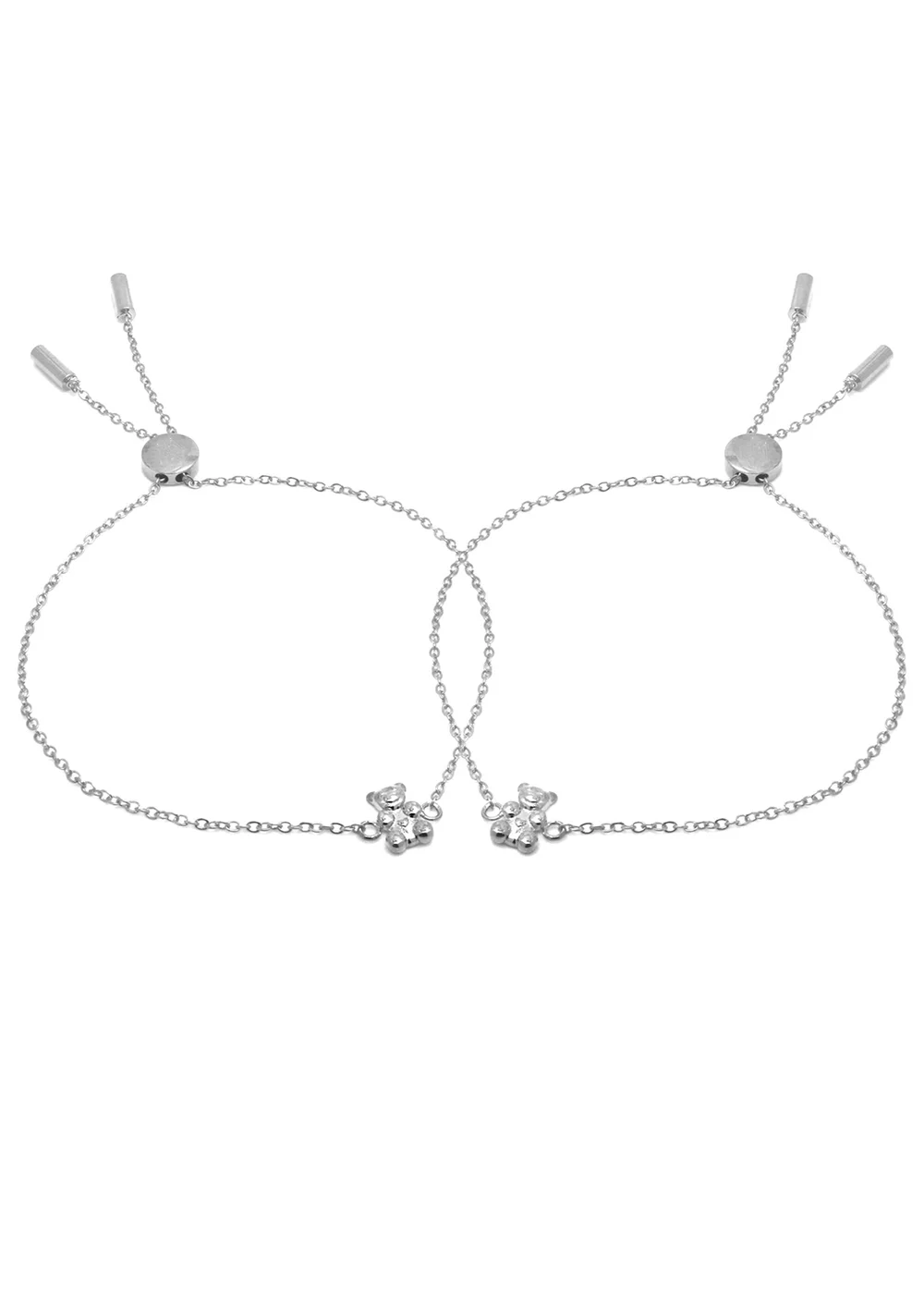 Say It With Silver Children's Bear Friendship Bracelets - One Size Adjustable Image 2