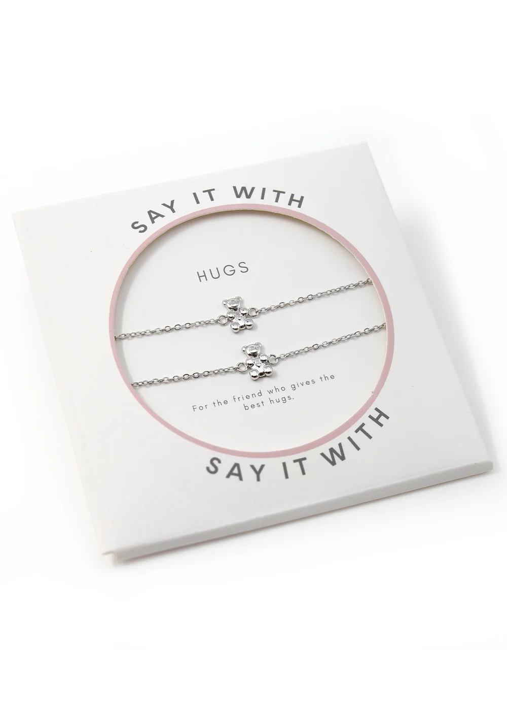 Say It With Silver Children's Bear Friendship Bracelets - One Size Adjustable Image 1