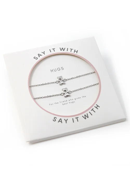 Say It With Silver Children's Bear Friendship Bracelets - One Size Adjustable Image 1