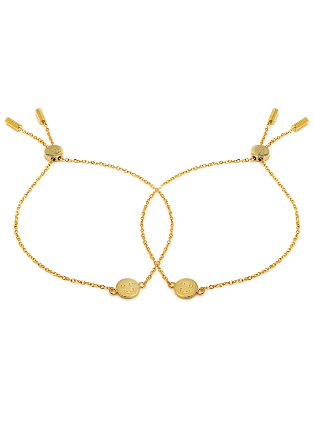 Say It With Yellow Gold Smiley Friendship Bracelets - One Size Adjustable Image 2