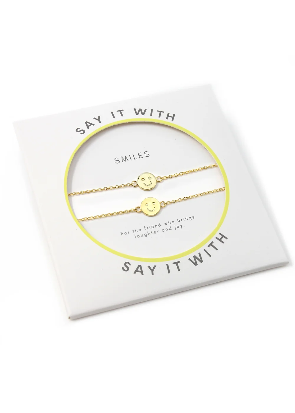 Say It With Yellow Gold Smiley Friendship Bracelets - One Size Adjustable Image 1