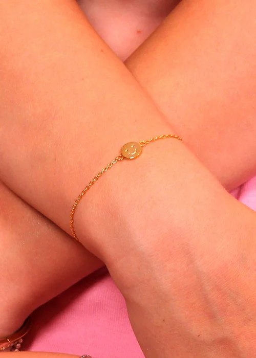 Say It With Yellow Gold Smiley Friendship Bracelets - One Size Adjustable Image 3
