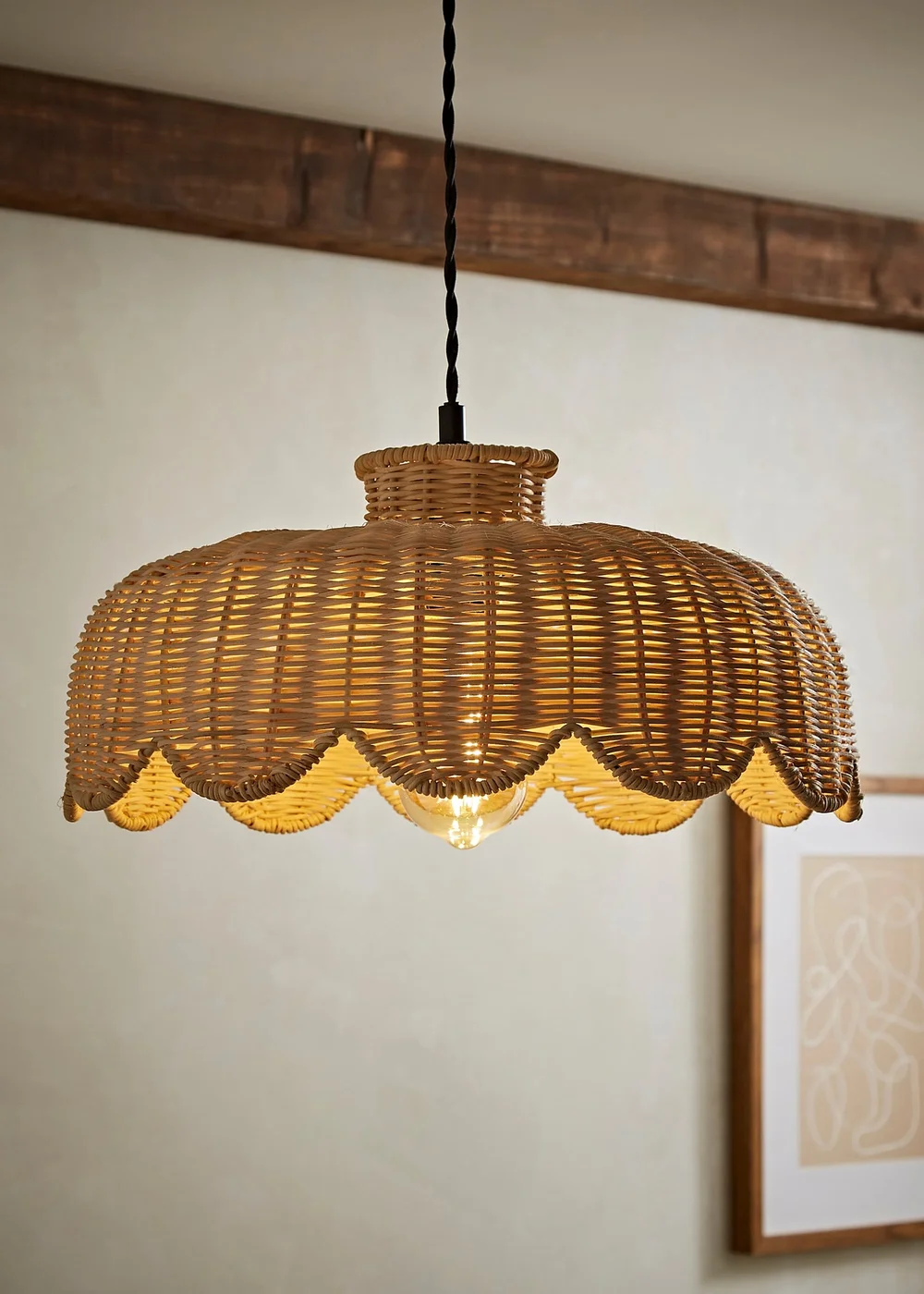 ValueLights Naveah Wood Rattan Natural Tapered Ceiling Pendant Shade (18cm x 38cm x 38cm) - One Size Image 1