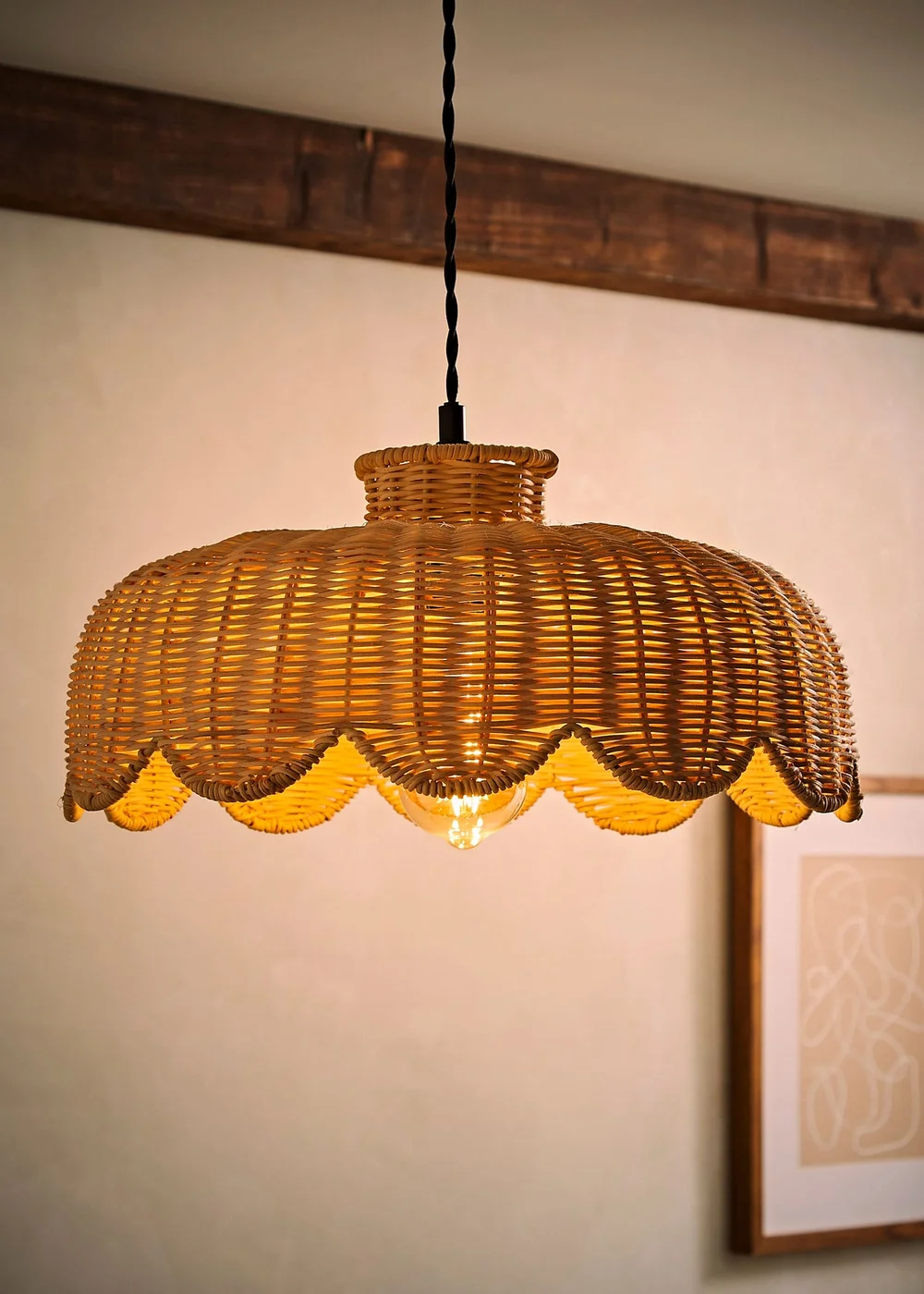 ValueLights Naveah Wood Rattan Natural Tapered Ceiling Pendant Shade (18cm x 38cm x 38cm) - One Size Image 3
