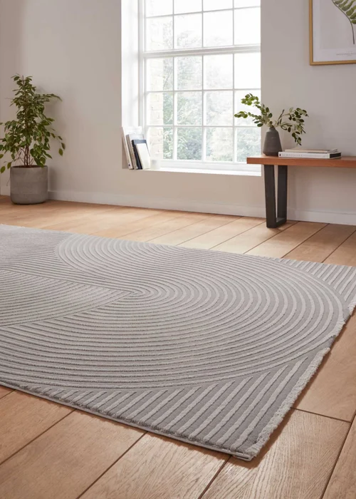 Think Rugs Flores Grey Modern Rectangle Rug - 120 x 170 Image 2