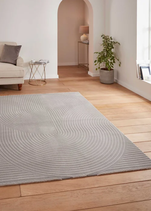 Think Rugs Flores Grey Modern Rectangle Rug - 120 x 170 Image 1
