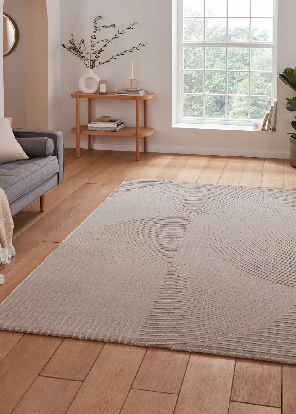 Think Rugs Flores Mink Modern Rectangle Rug - 120 x 170 Image 1