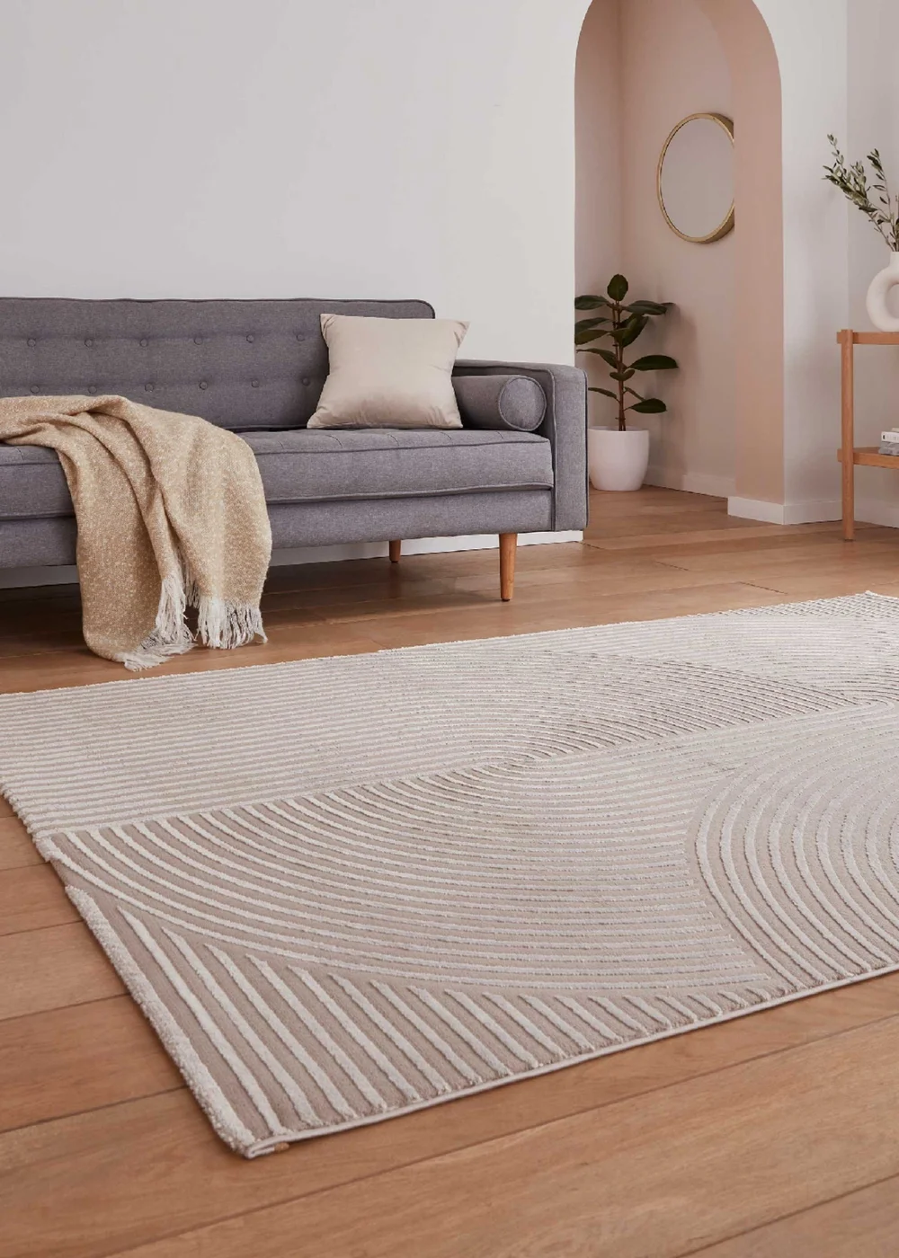 Think Rugs Flores Mink Modern Rectangle Rug - 120 x 170 Image 2