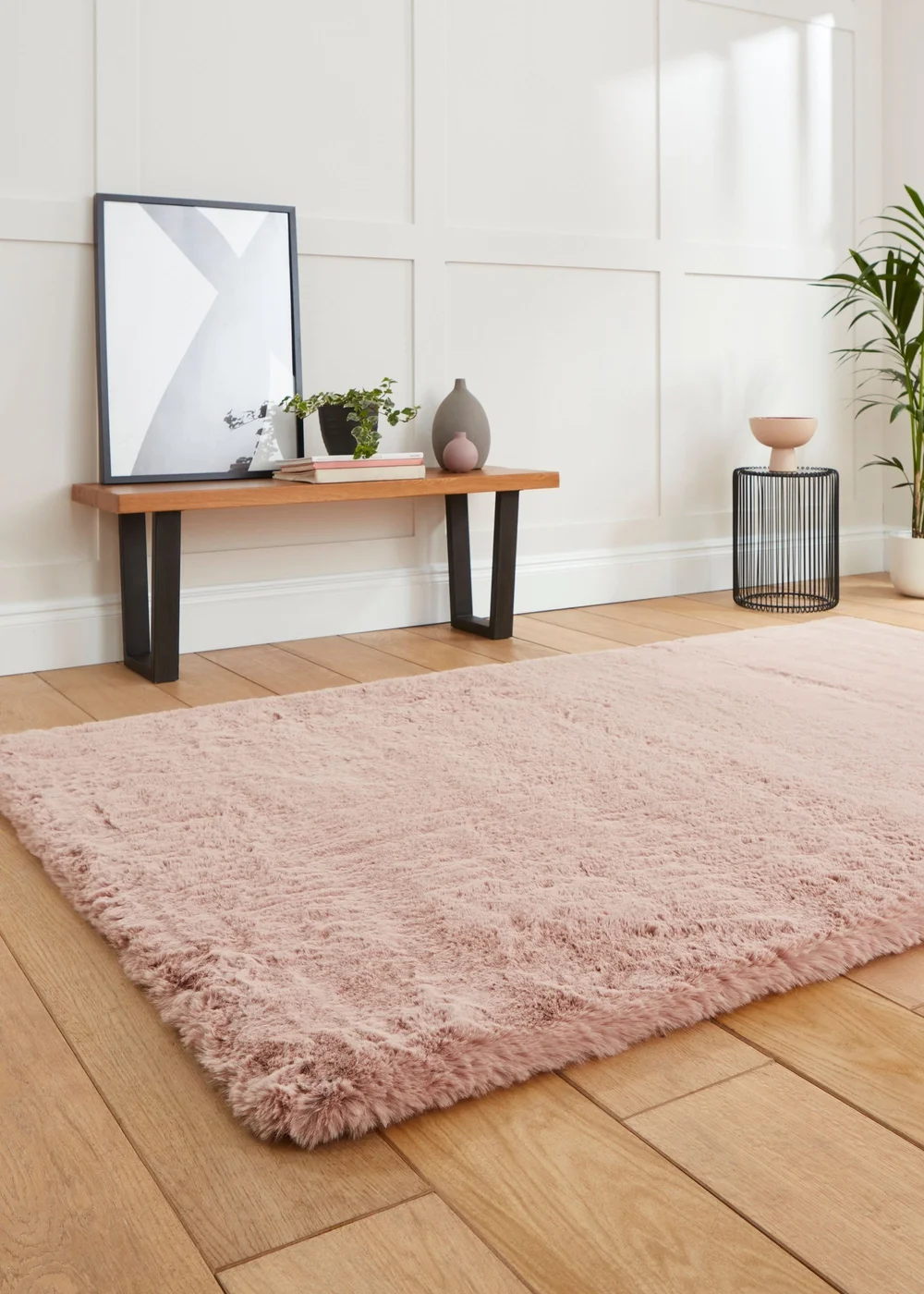 Think Rugs Super Teddy Rose Plain Shaggy Rectangle Rug - 60 X 120 Image 2
