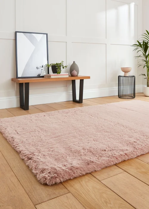 Think Rugs Super Teddy Rose Plain Shaggy Rectangle Rug - 60 X 120 Image 2