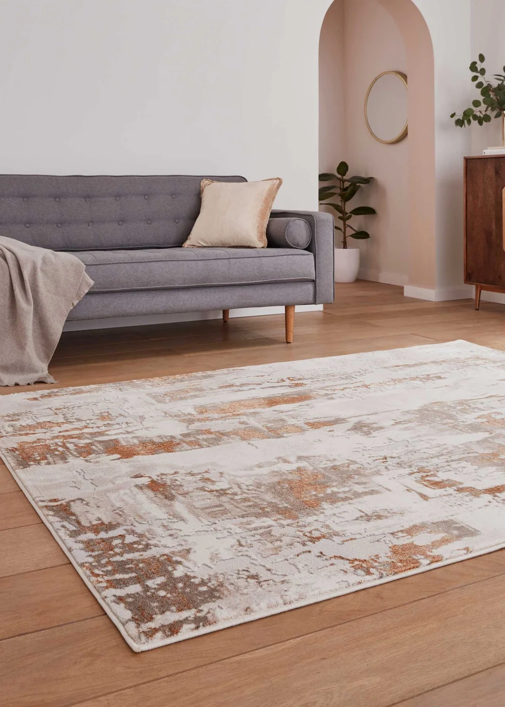 Think Rugs Apollo Bronze/Grey Modern Abstract Rectangle Rug - 80 x 150 Image 2