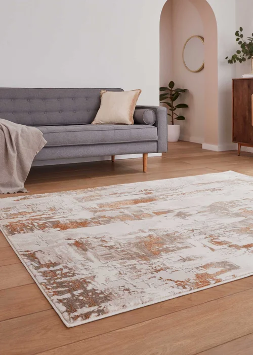 Think Rugs Apollo Bronze/Grey Modern Abstract Rectangle Rug - 80 x 150 Image 2