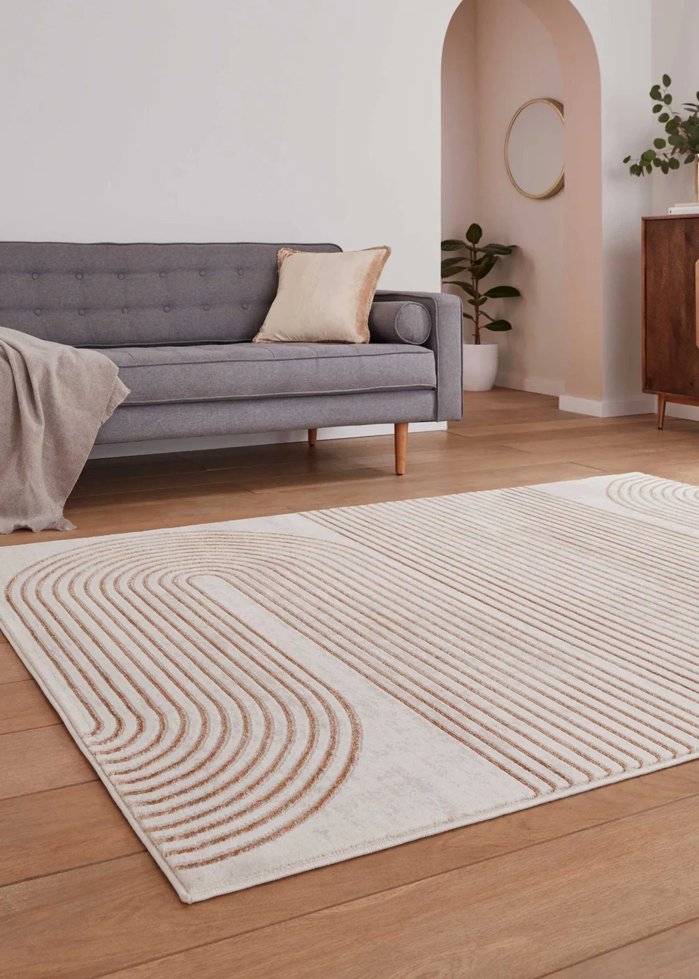 Think Rugs Apollo Bronze/Grey Modern Linear Rectangle Rug - 80 x 150 Image 2