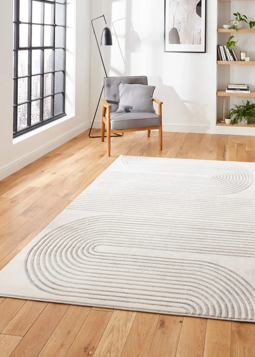 Think Rugs Apollo Grey/Ivory Modern Linear Rectangle Rug - 80 x 150 Image 1