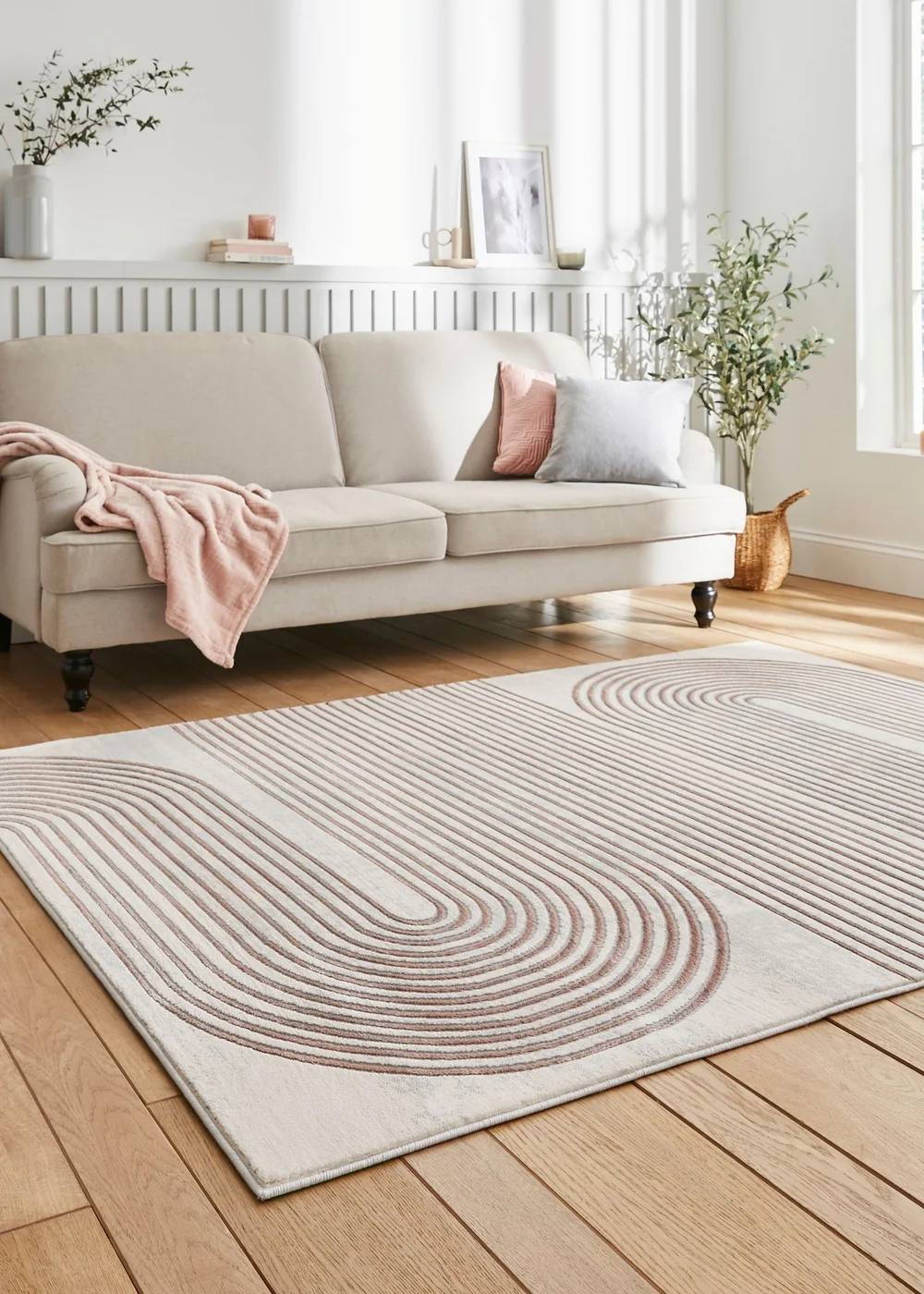 Think Rugs Apollo Grey/Rose Modern Linear Rectangle Rug - 80 x 150 Image 2