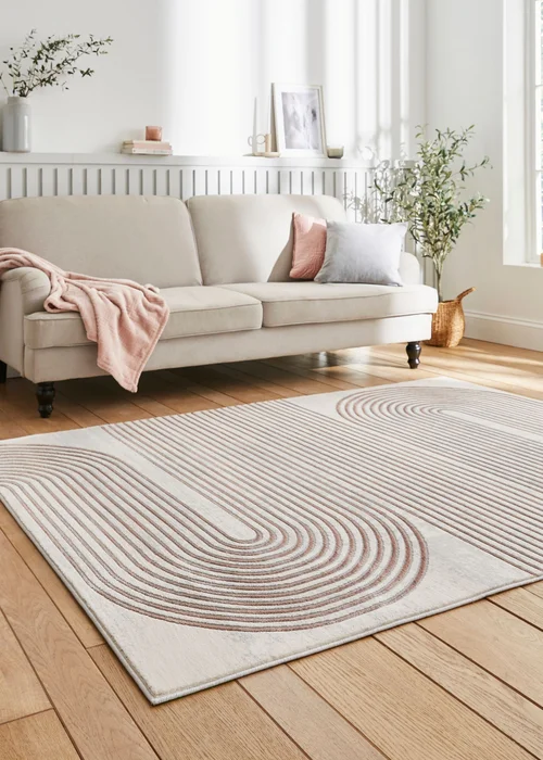 Think Rugs Apollo Grey/Rose Modern Linear Rectangle Rug - 80 x 150 Image 2